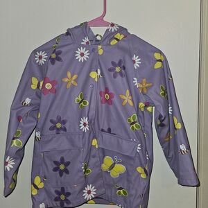 Kids Floral Purple Raincoat